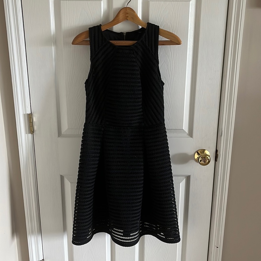 Mossimo Black Sheer Striped Textured Dress With Black Slip Underneath Size Med - Picture 3 of 13